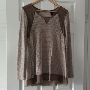 {BKE Red} Semi Sheer Long Sleeve Top